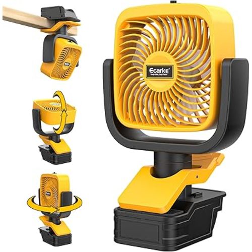 Ecarke 4" Clip Fan Compatible with Dewalt 20V Battery 3-Speed Cordless Clip-On Fan with 360° Rotation Low Noise Portable Desk/Bed Fan for Camping Jobsite Tent Fishing (Battery Not Included)