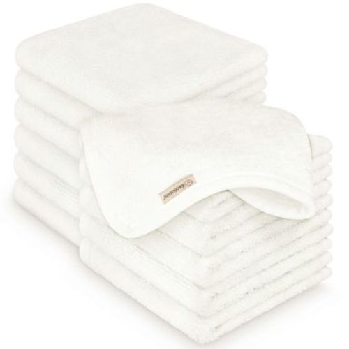KeaBabies Deluxe Baby Washcloths, 10x10 Organic and Soft Baby Wash Cloth, Baby Bath Towel, Face Cloths (White)