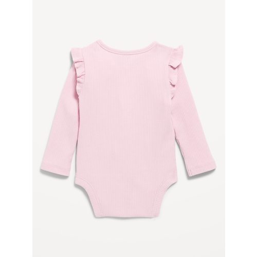 Long-Sleeve Ribbed Ruffle-Trim Bodysuit for Baby
