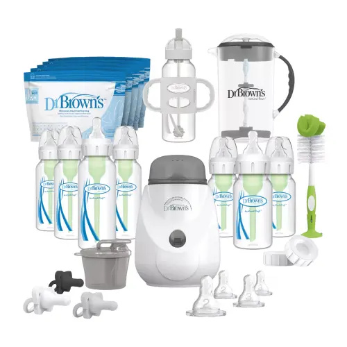 Dr. Brown's Anti-Colic Options+ Narrow Baby Bottle All-In-One 34-Piece Gift Set