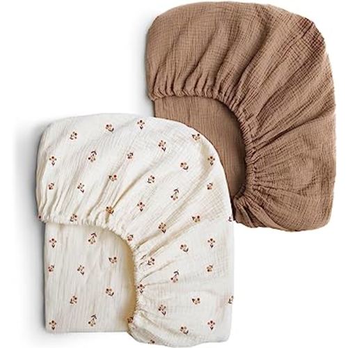 Konssy Muslin Crib Sheets 2 PCS, 100% Cotton Crib Sheet for Standard Crib Mattress(28"x 52"), Fitted and Soft Breathable Crib Mattress Sheet for Girls and Boys