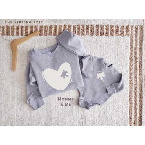 Mommy & Me Matching Sweatshirts | Mothers Day Puzzle Piece Heart, New Mom Gift