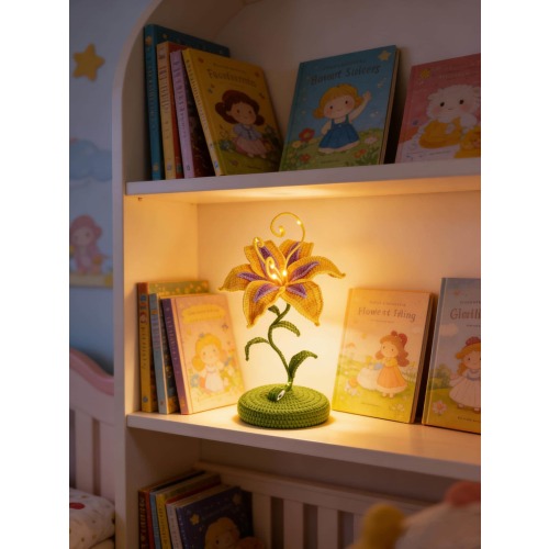 Handmade Sundrop Flower Lamp: Crochet Cotton Rapunzel flower LED Bedside Decor