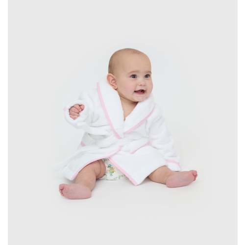 The Baby Hotel Robe - White/Light Pink - Hill House Home