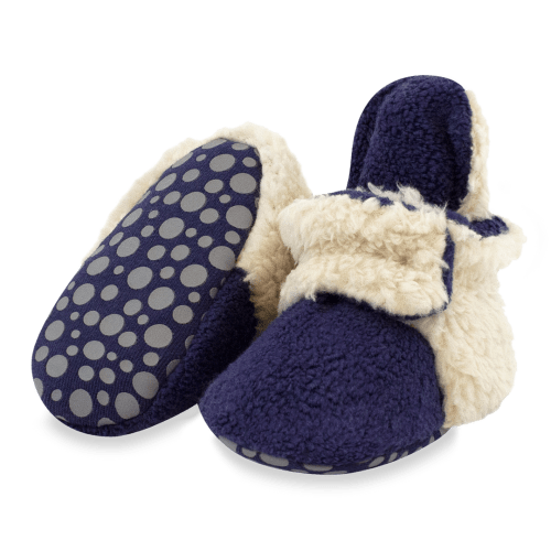 Zutano Furry Fleece Stay-On Baby Bootie Slipper - True Navy
