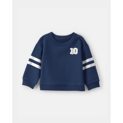 Baby Boy Varsity French Terry Pullover Sweatshirt - Navy Blue | Carter's