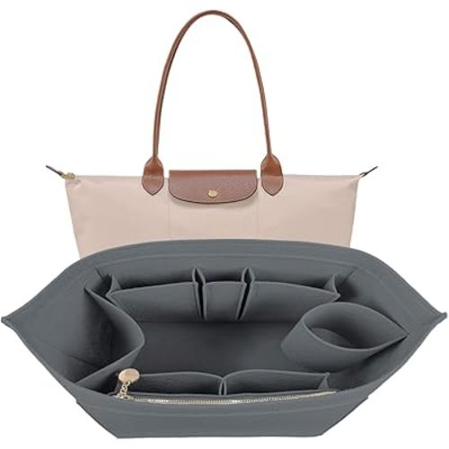 Lckaey Purse Organizer For Longchamp Large Purse For Long Champ Le Pliage Insert organizer1012-25Grey-L