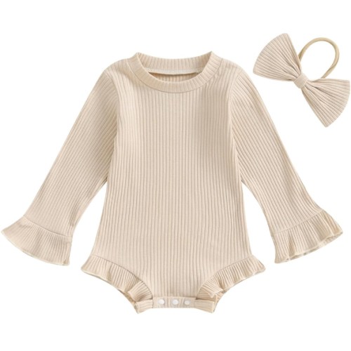 fhutpw Newborn Baby Girl Oversized Sweatshirt Romper Ruffle Long Sleeve Crewneck Onesie Sweater Tops Infant Fall Clothes