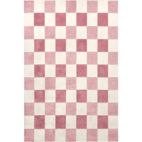 Alexie Two-Tone Checkered Rug | Pink