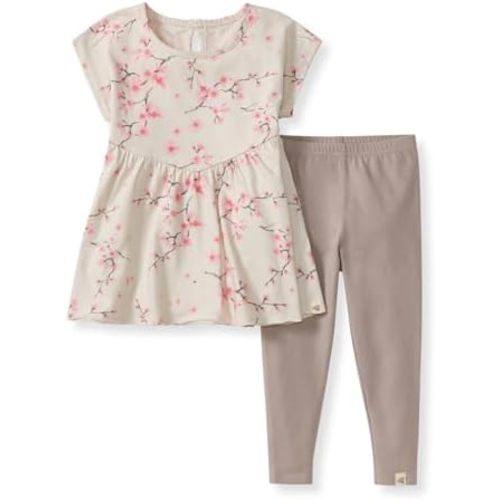 Burt's Bees Baby baby-girls Short Sleeve Top and Leggings Set, Outfit Bundle, 100% Organic Cotton