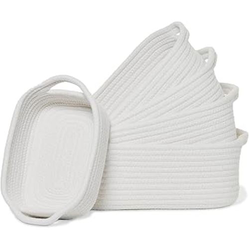 Storage Basket Set – 5-Piece Baskets for Organizing Home, Shelves, Nursery, Bathroom, Dog Toys, Small to Large Decorative Baskets – Off White