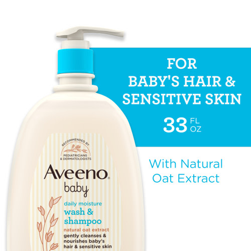 Aveeno Baby Daily Moisture Wash & Shampoo, Oat Extract, 33 fl. oz