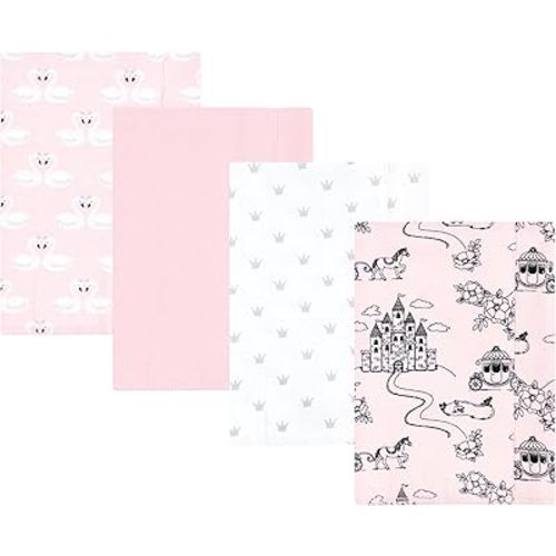 Hudson Baby Unisex Baby Cotton Flannel Burp Cloths, Fairytale Princess, One Size