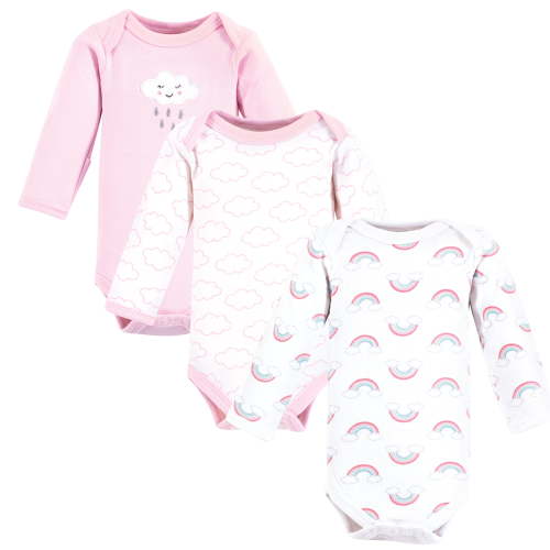 Little Treasure Luvable Friends Preemie Long Sleeve Bodysuit 3pk, Sweet Cloud