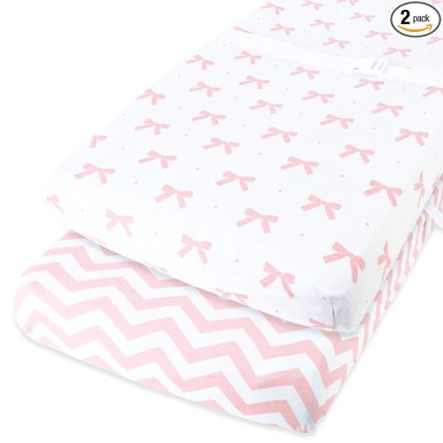 Cuddly Cubs Changing Pad Covers – 2 Pack – Snuggly Soft Plush Cotton Changing Table Covers for Girl – Fits Perfectly on Summer Infant and Other 16 x 32 Baby Changing Table Pads – Pink