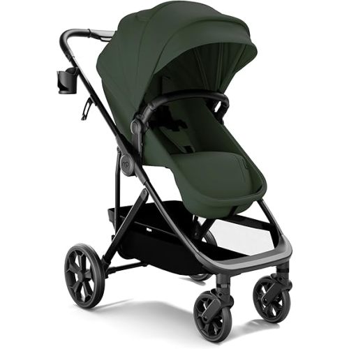 Mompush Wiz Pro 4-in-1 Baby Stroller with Bassinet Mode, Full-Size All-Terrain Premium Stroller from Newborn to Toddler, Snack Tray Included for Easy Feeding & Travel, Lay-Flat in Seconds
