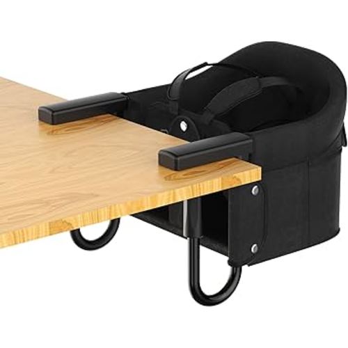Portable Hook On High Chair for Babies & Toddlers from 6-36 Months,Clip On Baby Seat for Table,Fits Tables 0.8" to 3.5" Thick,Easy Clean Feeding Chair with Carry Bag for Travel,Black