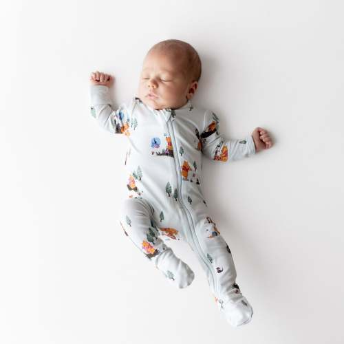 Zippered Footie in Winnie the Pooh Hundred Acre Wood