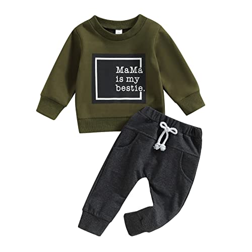 Toddler Baby Boy Clothes Cute Letter Print Long Sleeve Sweatshirt Tops and Stretch Pants Newborn Fall Winter Outfit