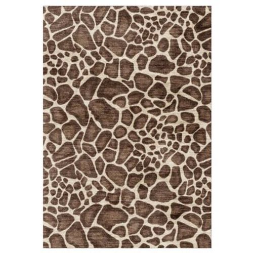 Crystal Print Gavin Giraffe Brown Ivory Modern Casual Animal Print Livingroom Dining Bedroom Flat Pile Easy Care Indoor Area Rug, 8x10