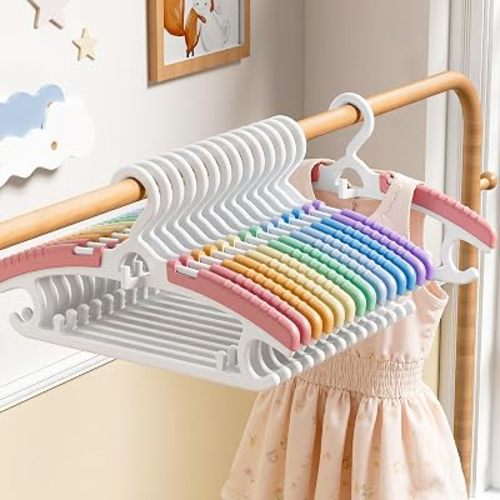 CTIME 28 Pack Mini Colorful Baby Closet Hangers for Skirts, Pants, Vests