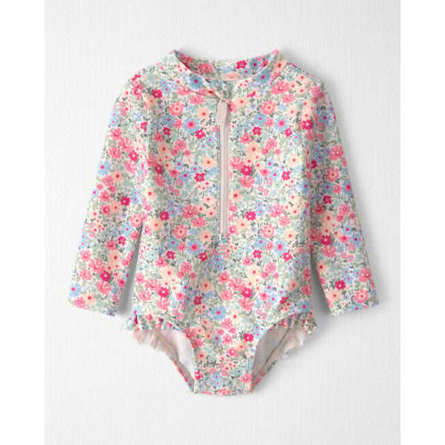 Baby Girl Recycled Rashguard Swimsuit in Meadow Mix - Little Planet | Carter's