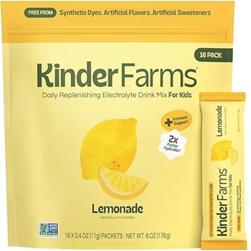 Kinderlyte Electrolyte Powder for Kids and Adults - Drink Mix Hydration Packets (Fruit Punch, 16 Count), No Artificial Sweeteners or Flavors, No Synthetic Dyes, Vegan, Non-GMO, Gluten-Free