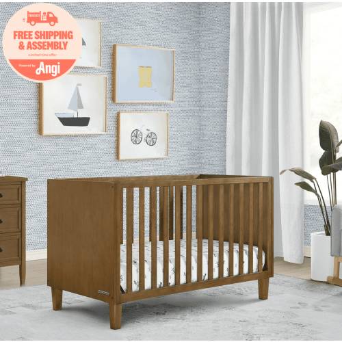 Delta Children Sonny 4-in-1 Convertible Baby Crib, Chestnut