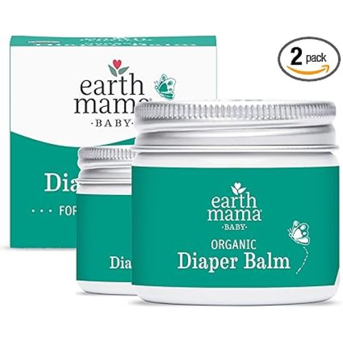 Earth Mama Organic Diaper Balm 2-Ounce | Diaper Cream for Baby | EWG Verified, Petroleum & Artificial Fragrance-Free with Calendula for Sensitive Skin (2-Pack)
