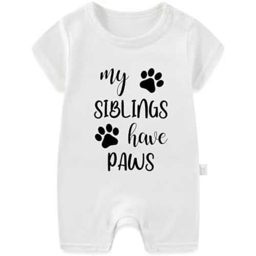My Siblings Have Paws Infant Bodysuit, Baby Announcement Gender Neutral Newborn Clothes Short Sleeve Outfit