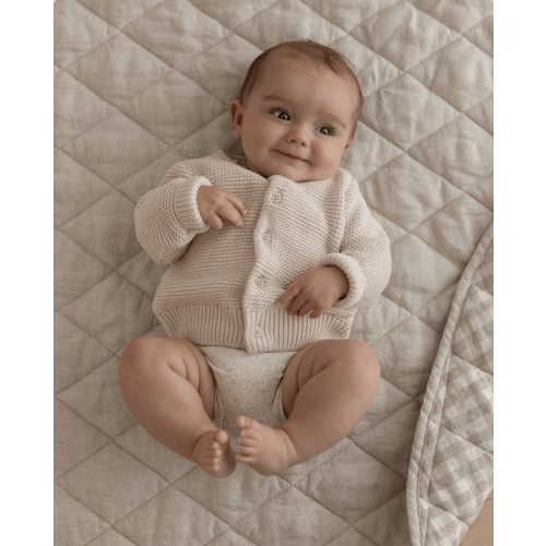 Natural Oat & Gingham Linen Play Mat | Comfort & Safety for Little Ones – Linen Label