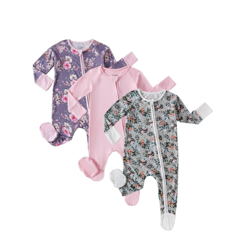 OPAWO Bamboo Sleepers for Baby Girl Pajamas Newborn Footie Pajamas 3 Pack