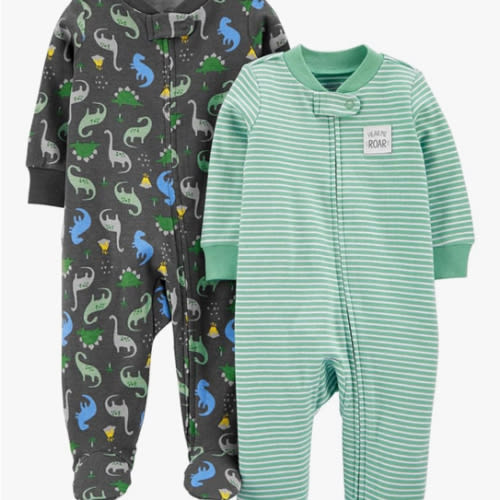 Simple Joys by Carter's Baby Boys' 2-Way Zip Thermal Footed Sleep and Play, Pack of 2