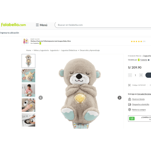FISHER PRICE
|
Juguete de Bebé Nutria Hora de Dormir