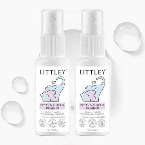 Littley Toy & Surface Cleaner | 2 Pack | Alcohol-Free HOCl Spray | 2 oz | Fragrance-free formula for baby toys, highchairs, strollers & car seats — gentle on infants with sensitive skin