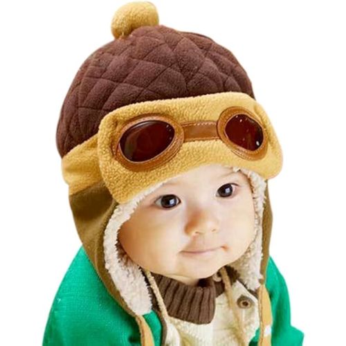 Kafeimali Baby Boys Girls Crochet Earflap Winter Warm Caps Beanie Pilot Aviator Cartoon Hats