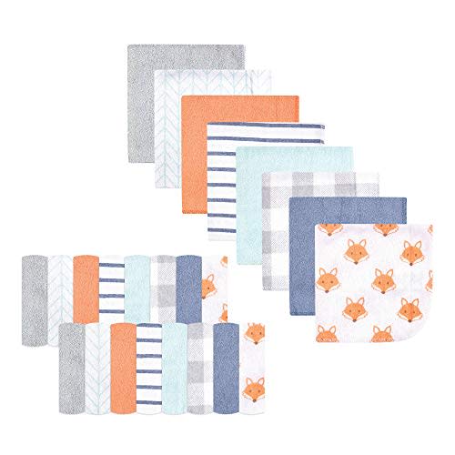Hudson Baby Unisex Baby Rayon from Bamboo Washcloth Bundle, Fox, One Size