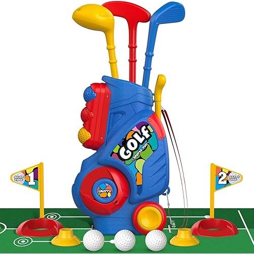 Liberry Toddler Golf Set, Upgraded Kids Golf Cart with Unique Shoulder Strap Design, Indoor Outdoor Sports Toys Gifts for Boys Girls 1 2 3 4 Years Old