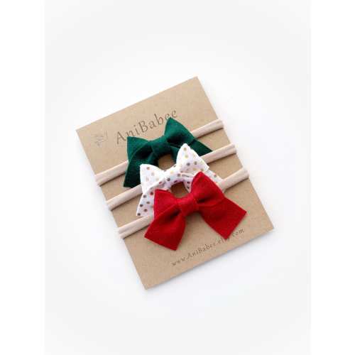Christmas Hair Bows, Baby Headband, Christmas Headband, Newborn Headband, Baby-Girl Bow Headband, Baby Headband Set, Nylon Baby Headband