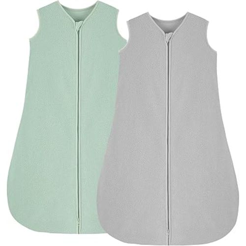 Looxii Fleece Baby Sleep Sack 6-12 Months 2 Pack 1.5 TOG Baby Wearable Blanket with 2-Way Zippers Soft Warm Toddler Sleeping Sack