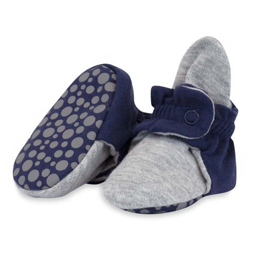Organic Cotton Gripper Baby Bootie - True Navy/Heather Gray – Zutano