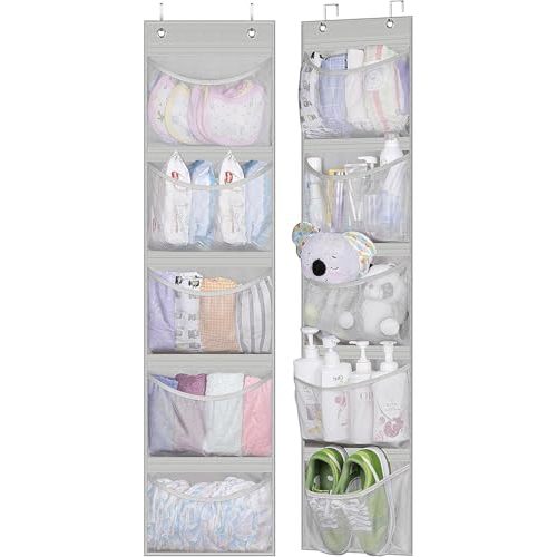 KEETDY Over The Door Organizer Storage for Closet with 5 Pockets Organizer for Bedroom Bathroom, 2 Pack