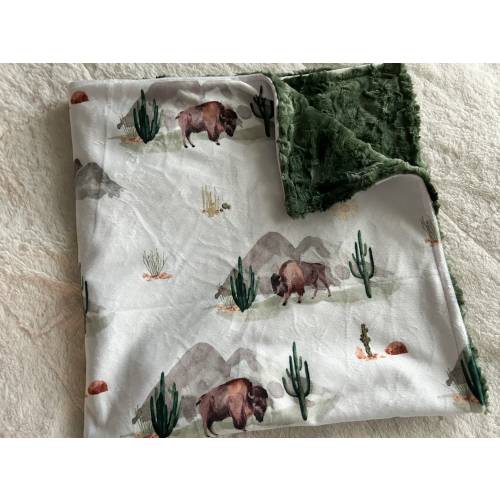 LOVEY, QUICK SHIP, Minky Buffalo Baby Blanket, Bison Blanket, Western Crib Bedding, Baby Shower Gift, Aztec Buffalo Baby, Cowboy Nursery