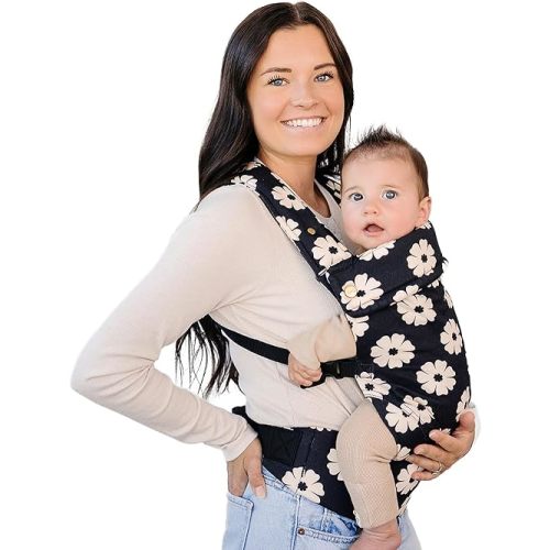 Ergonomic Hip-Healthy Baby Carrier Floral, Front-Back Carry, 7-35 lbs Black