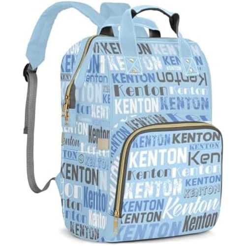 Personalized Diaper Bag Backpack for Baby Boy with Name, Light Blue Custom Nappy Nursing Bag for Moms Dads, Nylon, Customized Gift, Large Capacity, Waterproof, Multifunctional