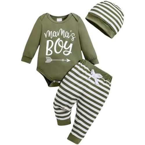 Newborn Baby Boy Clothes Boy Outfit Infant Romper Winter Fall Long Sleeves Pants Set Hat 3PC