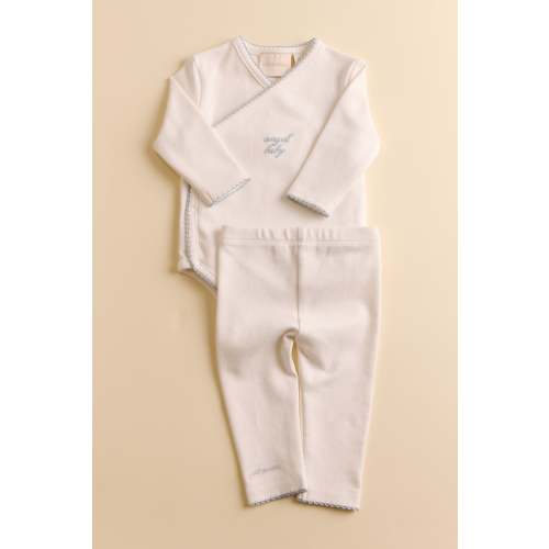 Angel Baby Scalloped Bodysuit Set – Oat & Marl Size Newborn