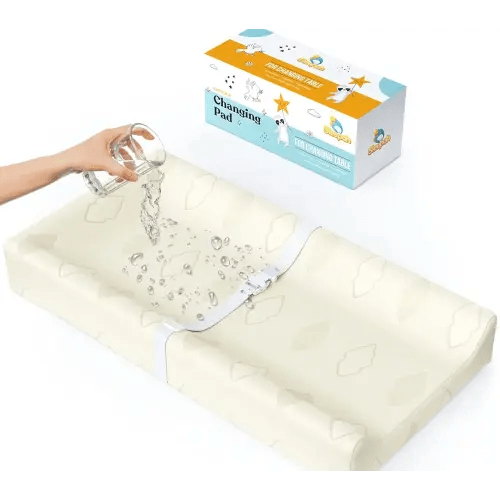 Cotton Baby Changing Pad Waterproof Liner Contoured Diaper Change Pad for Dresser by Sleepah – Breathable & Washable Cover – Three-Sided with Certipur Certified Foam