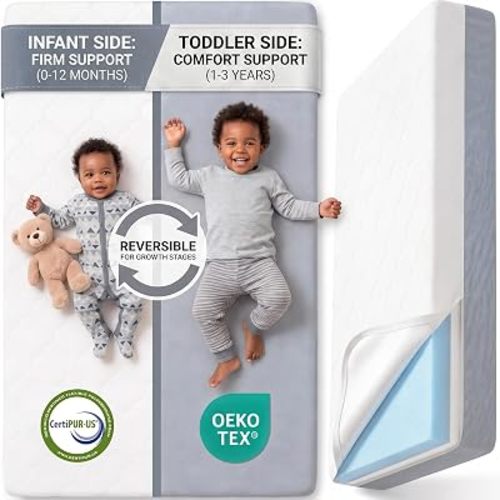Baby Crib Mattress, Dual Sided Memory Foam 52x27.6x5 Inch, Gray