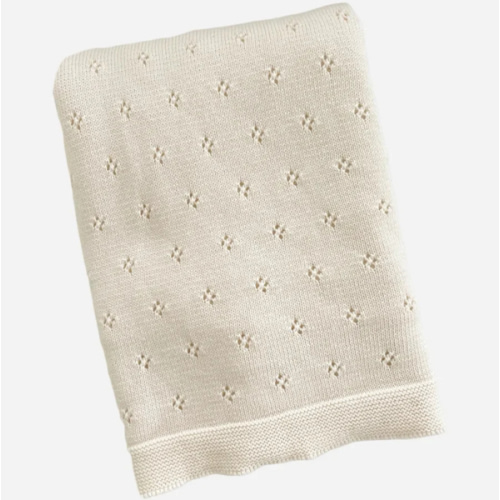 The Blueberry Hill Organic Cotton Heirloom Pique Blanket - Cream | Colored Organics